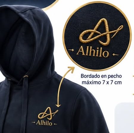 Polerón hoodie azul marino con una insignia bordada del logo