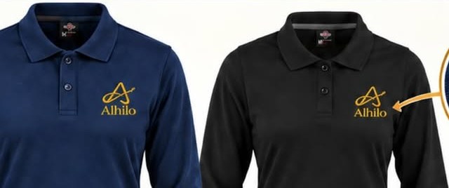 Poleras Dryfresh manga larga, una azul marino y otra negra, con el logo bordado